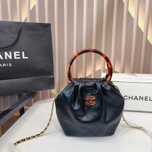 Black Caviar Dad Sandal Gold CC Logo Mule Slide Flat